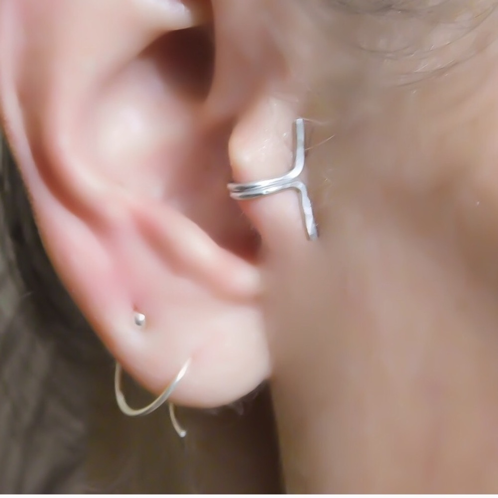 3 x edgy textured tragus ear cuff clip on fake faux cartilage earring nonpierced